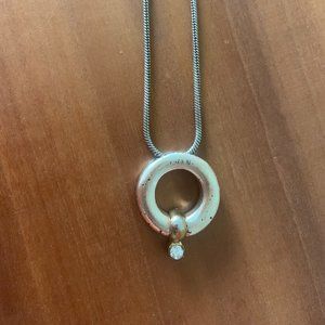 Silver Gold Diamond Art Deco Circle Necklace